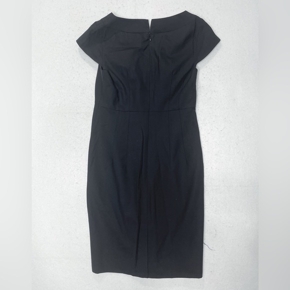 Banana Republic Virgin Wool Italian Fabric Black Cap Sleeve Sheath Dress Size 6 - Picture 2 of 9